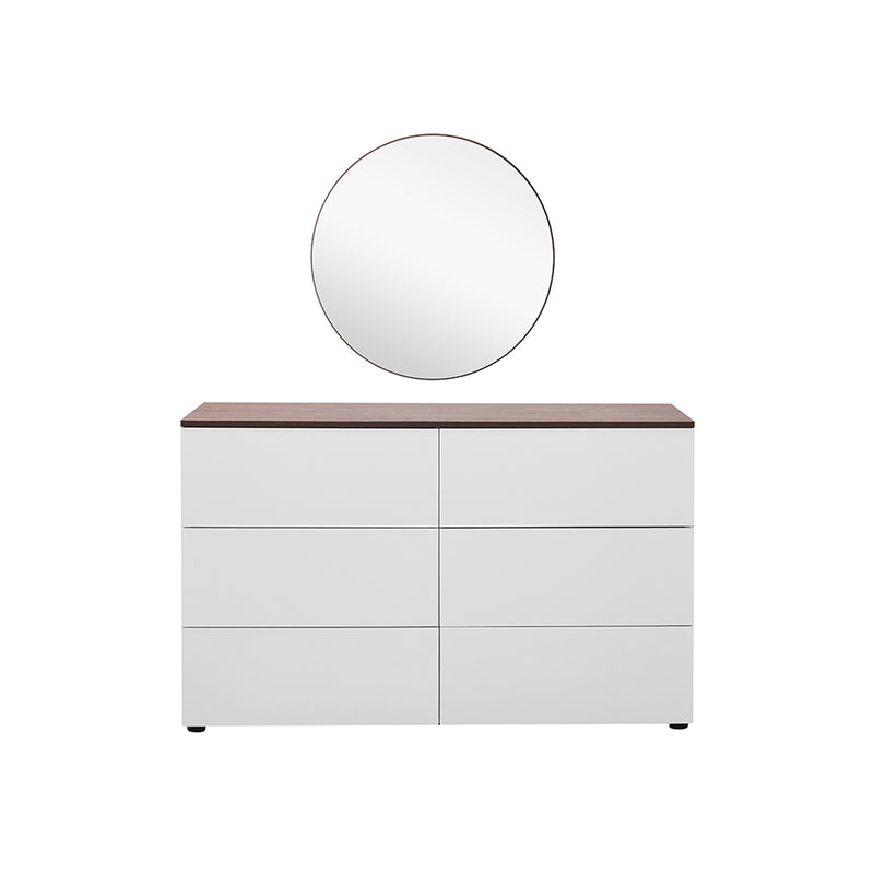 GAVETERO CON ESPEJO ACABADO DE MADERA BLANCA TOPE ACABADO DE MADERA