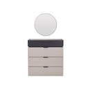 GAVETERO CON ESPEJO TAUPE CON TOPE GRIS