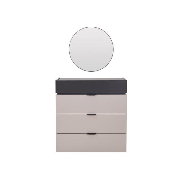 GAVETERO CON ESPEJO TAUPE CON TOPE GRIS