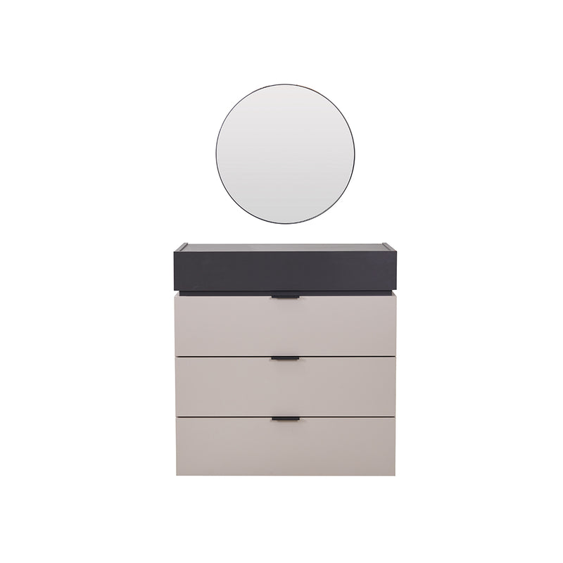 GAVETERO CON ESPEJO TAUPE CON TOPE GRIS