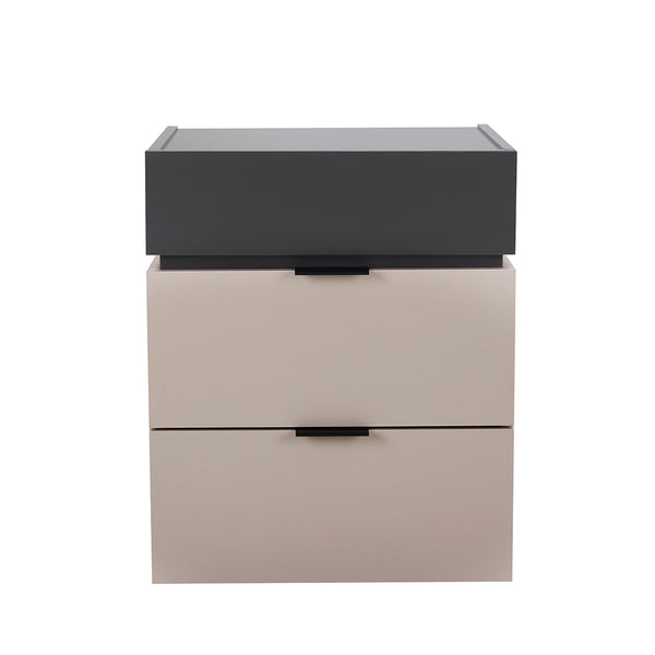 MESA DE NOCHE TAUPE CON TOPE GRIS