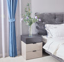 MESA DE NOCHE TAUPE CON TOPE GRIS