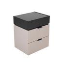 MESA DE NOCHE TAUPE CON TOPE GRIS