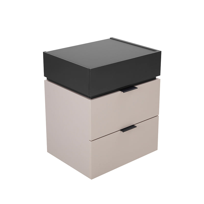 MESA DE NOCHE TAUPE CON TOPE GRIS