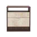 MESA DE NOCHE ACABADO DE MADERA Y ESTILO MARMOL