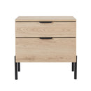 MESA DE NOCHE ACABADO DE MADERA NATURAL Y GRIS