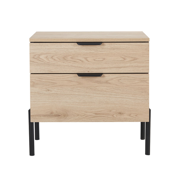 MESA DE NOCHE ACABADO DE MADERA NATURAL Y GRIS