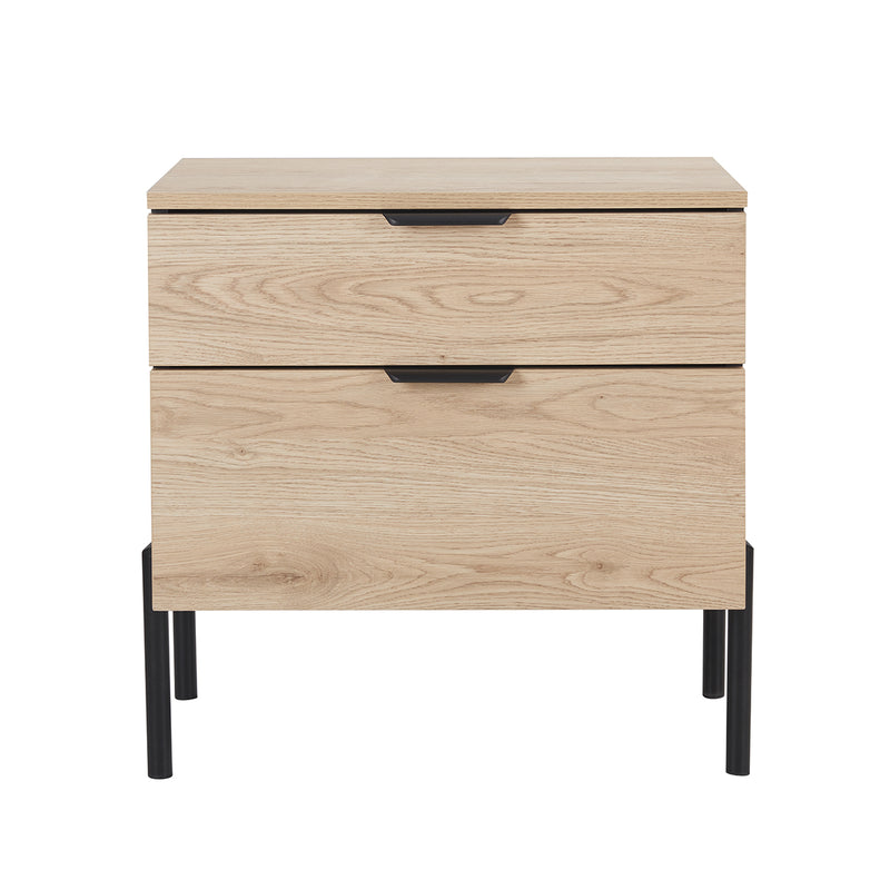 MESA DE NOCHE ACABADO DE MADERA NATURAL Y GRIS