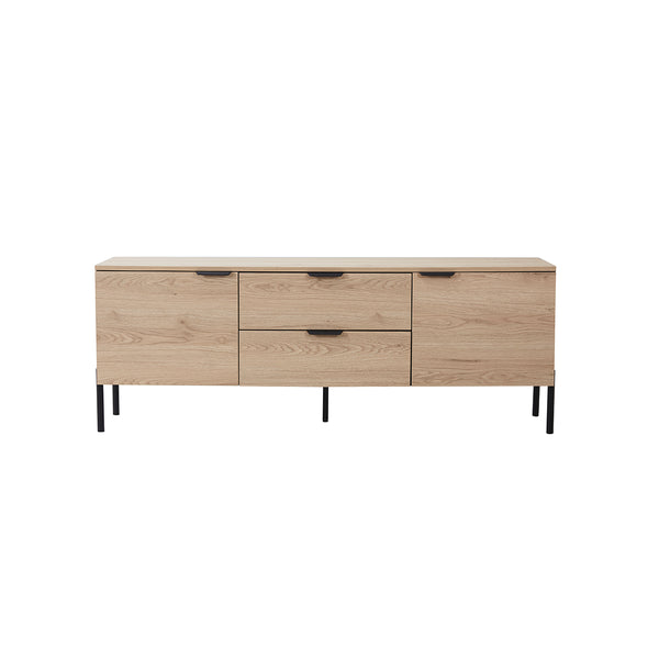 MESA DE TV ACABADO DE MADERA NATURAL Y GRIS