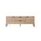 MESA DE TV ACABADO DE MADERA NATURAL Y GRIS