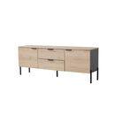 MESA DE TV ACABADO DE MADERA NATURAL Y GRIS