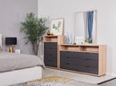 GAVETERO CON ESPEJO ACABADO MADERA NATURAL CON GAVETA GRIS