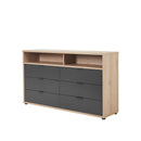 GAVETERO CON ESPEJO ACABADO MADERA NATURAL CON GAVETA GRIS