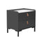 MESA DE NOCHE NEGRA CON TOPE ESTILO MARMOL