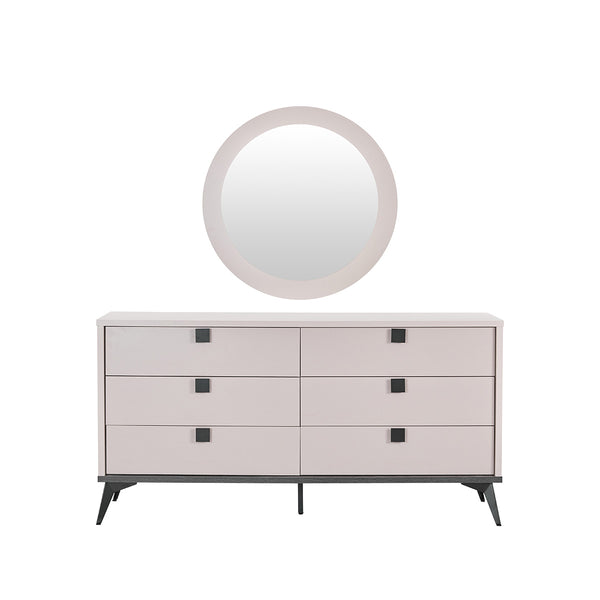 DRESSER AND ROUND MIRROR