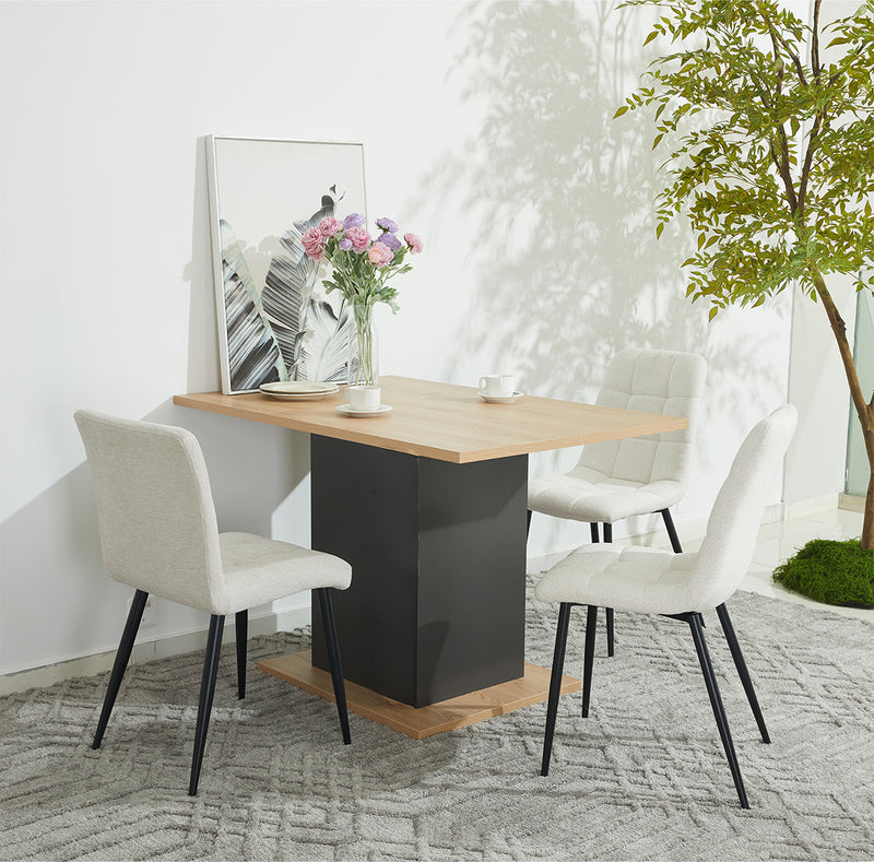 MESA DE COMEDOR ACABABO DE MADERA NATURAL Y BASE GRIS