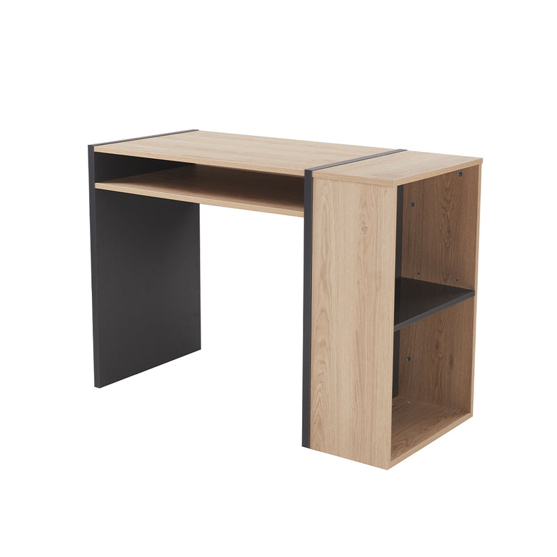 ESCRITORIO ACABADO DE MADERA NATURAL Y GRIS