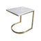 MESA LATERAL CON TOPE DE MARMOL BLANCO Y BASE DORADA
