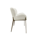 SILLA DE COMEDOR EN TELA BEIGE CON PATAS DORADAS