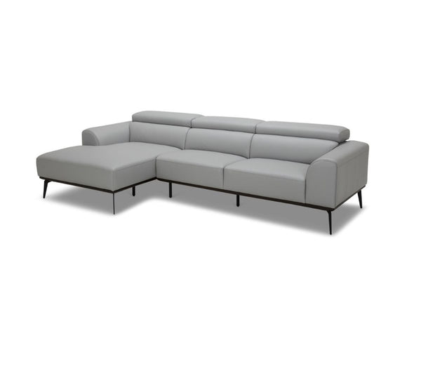 SOFA SECCIONAL ESTACIONARIO IZQUIERDO CON FRENTE DE  PIEL GRIS