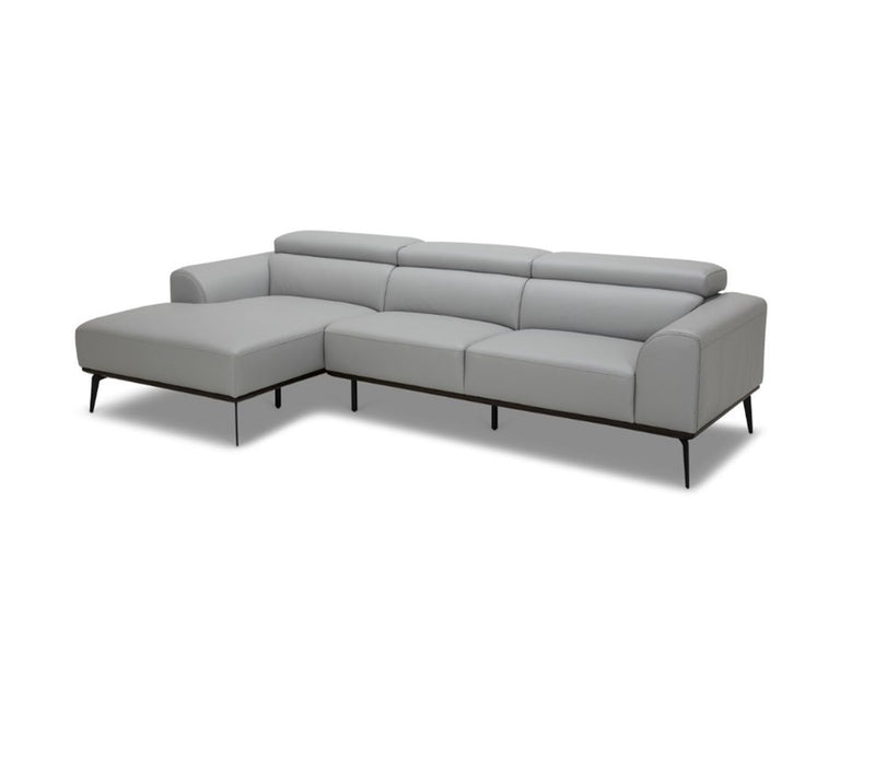 SOFA SECCIONAL ESTACIONARIO IZQUIERDO CON FRENTE DE  PIEL GRIS