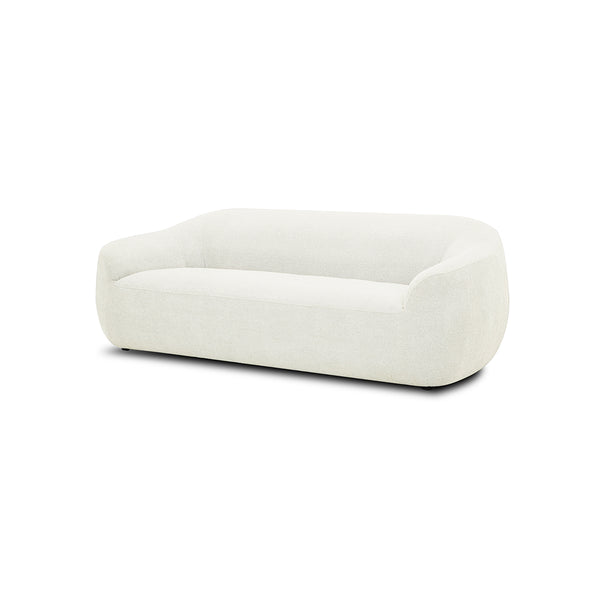 SOFA ESTACIONARIO DE TRES ASIENTOS EN TELA BLANCA