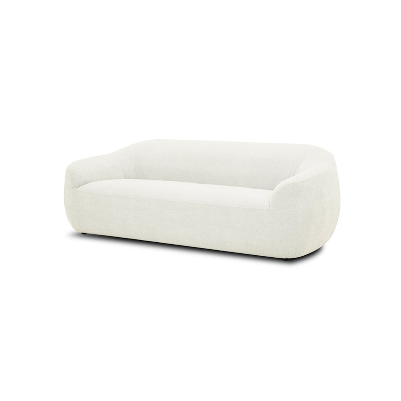 SOFA ESTACIONARIO DE TRES ASIENTOS EN TELA BLANCA