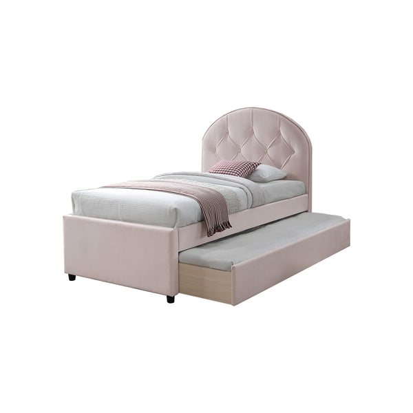 CAMA TWIN LARA EN TELA ROSA