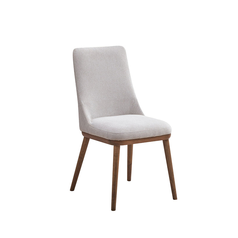 SILLA DE COMEDOR EN TELA BEIGE Y PATAS MARRONES