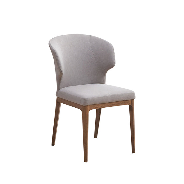 SILLA DE COMEDOR EN TELA GRIS Y PATAS MARRONES