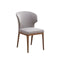 SILLA DE COMEDOR EN TELA GRIS Y PATAS MARRONES