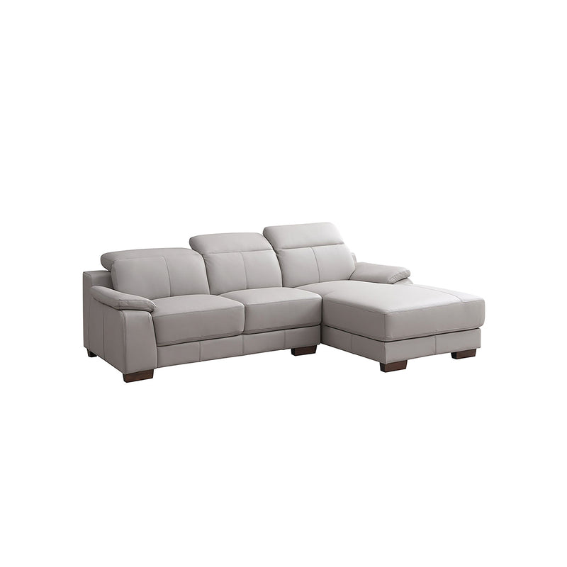 SOFA SECCIONAL ESTACIONARIO EN PIEL GRIS