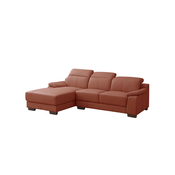 SOFA SECCIONAL ESTACIONARIO EN PIEL NARANJA