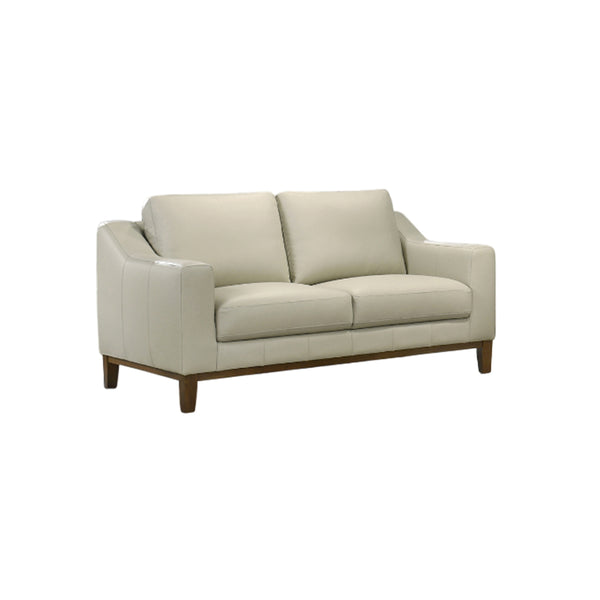 SOFA ESTACIONARIO DE 2 ASIENTOS EN FRENTE DE PIEL GRIS CLARO