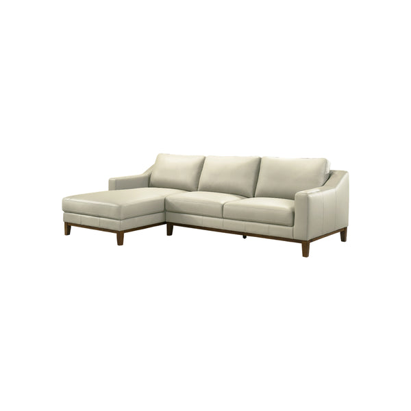 SOFA SECCIONAL ESTACIONARIO EN FRENTE DE PIEL GRIS CLARO