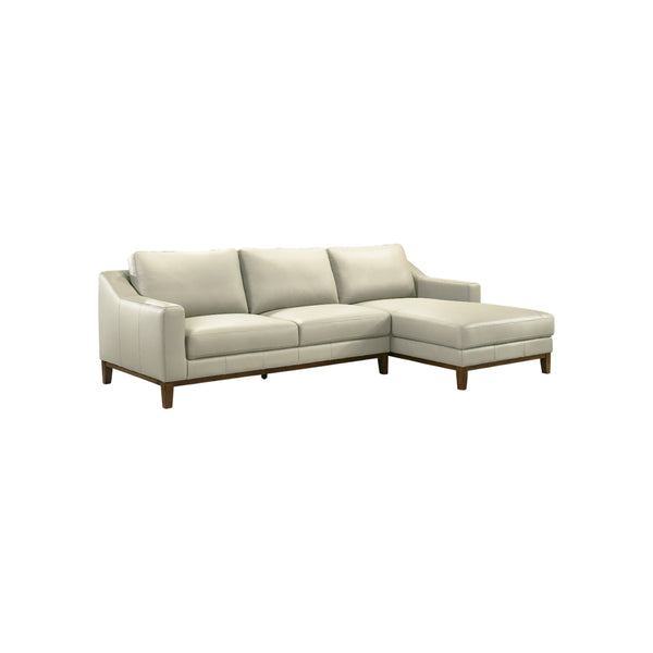 SOFA SECCIONAL ESTACIONARIO EN FRENTE DE PIEL GRIS CLARO