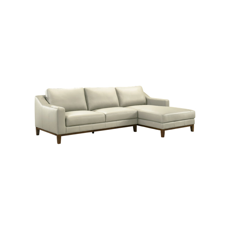 SOFA SECCIONAL ESTACIONARIO EN FRENTE DE PIEL GRIS CLARO