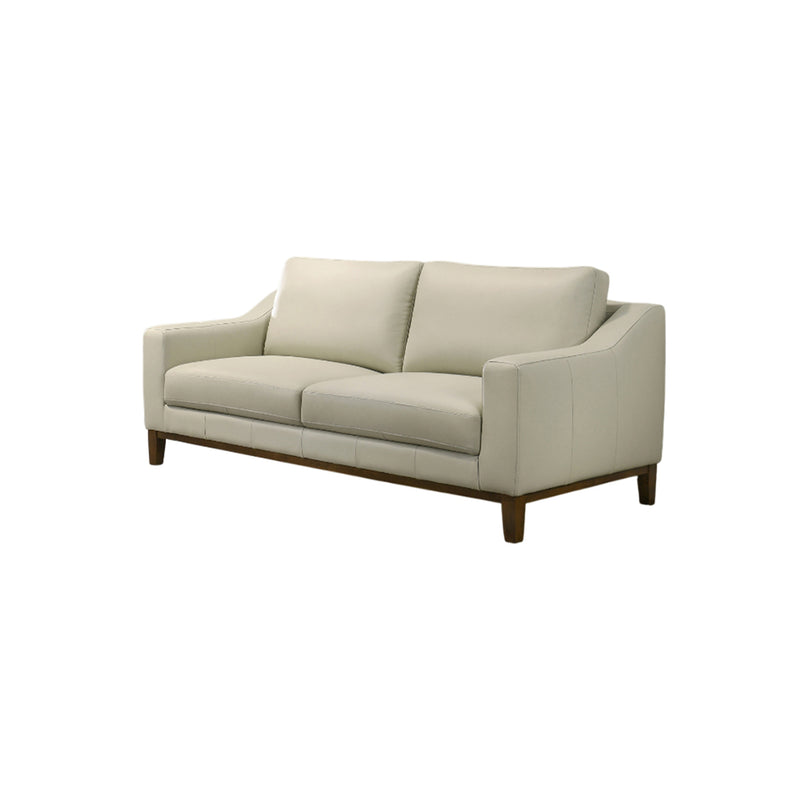 SOFA ESTACIONARIO DE 3 ASIENTOS EN FRENTE DE PIEL GRIS CLARO