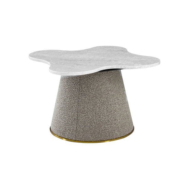 MESA LATERAL CON TOPE DE MARMOL Y BASE GRIS
