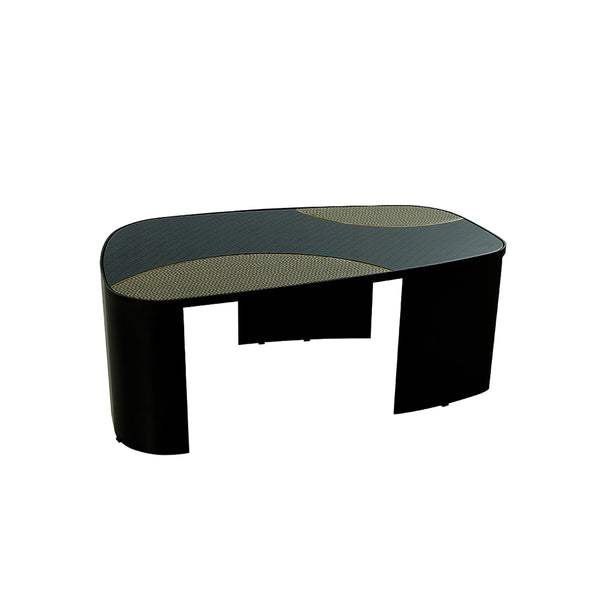 MESA DE CENTRO NEGRA CON DORADO
