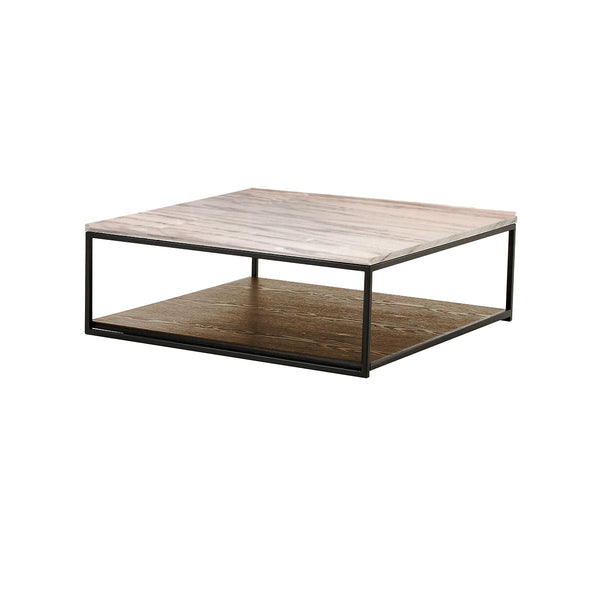 MESA DE CENTRO TOPE DE ESTILO MARMOL BASE ACABADO MADERA Y METAL