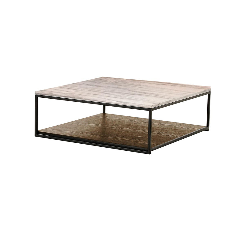 MESA DE CENTRO TOPE DE ESTILO MARMOL BASE ACABADO MADERA Y METAL