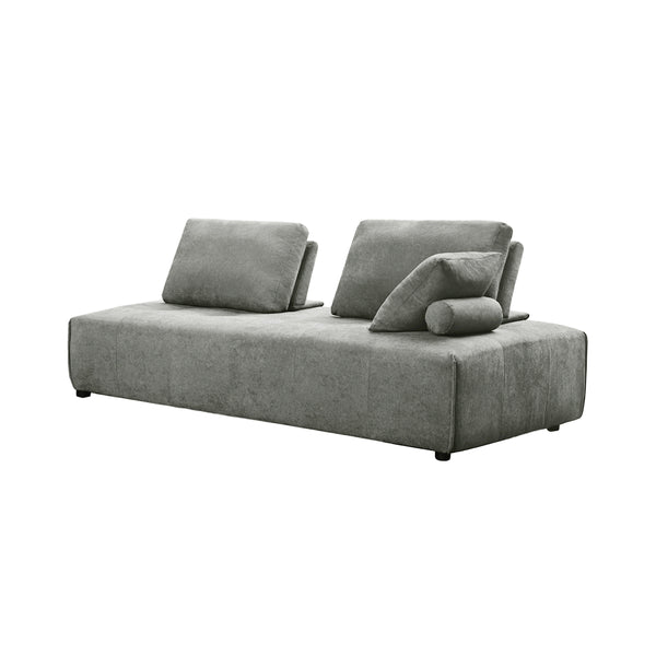 SOFA ESTACIONARIO DE TRES ASIENTOS EN TELA GRIS