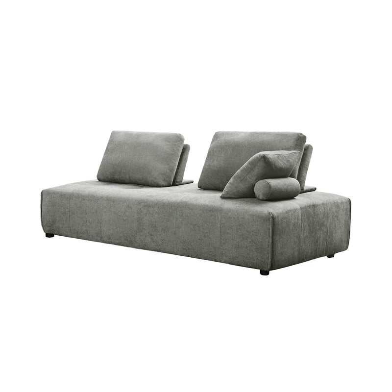 SOFA ESTACIONARIO DE TRES ASIENTOS EN TELA GRIS
