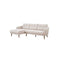 SOFA SECCIONAL ESTACIONARIO EN TELA BEIGE Y PATAS MARRONES