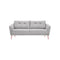 SOFA ESTACIONARIO DE TRES ASIENTOS EN TELA GRIS Y PATAS ACABADO DE MADERA NATURAL