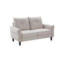 SOFA ESTACIONARIO DE 2 ASIENTOS EN TELA BEIGE Y PATAS NEGRAS