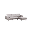 SOFA SECCIONAL ESTACIONARIO EN TELA GRIS Y PATAS NEGRAS