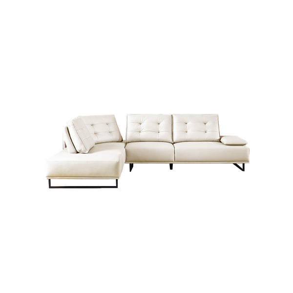 SOFA SECCIONAL ESTACIONARIO IZQUIERDO EN PIEL SINTETICA CREMA