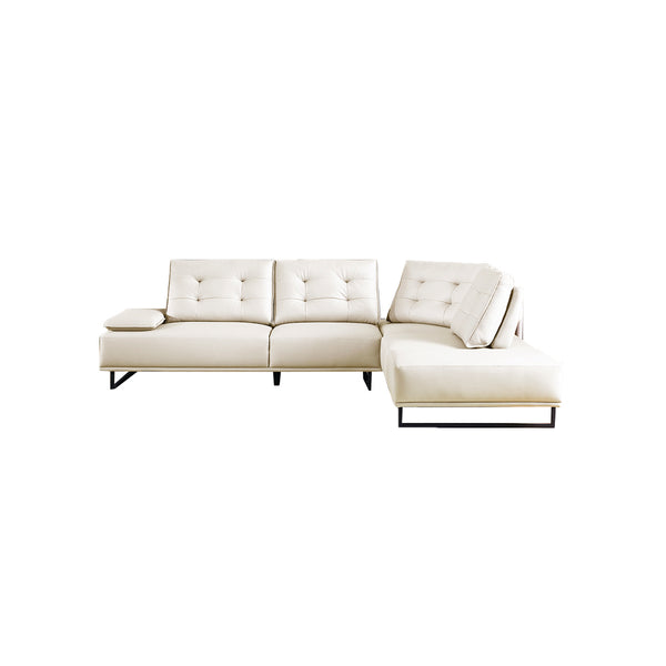 SOFA SECCIONAL ESTACIONARIO DERECHA EN PIEL SINTETICA CREMA